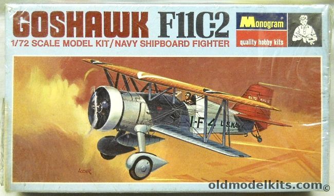 Monogram 1/72 Curtiss F11C-2  Goshawk  - (F11C2) Blue Box Issue, PA210-70 plastic model kit